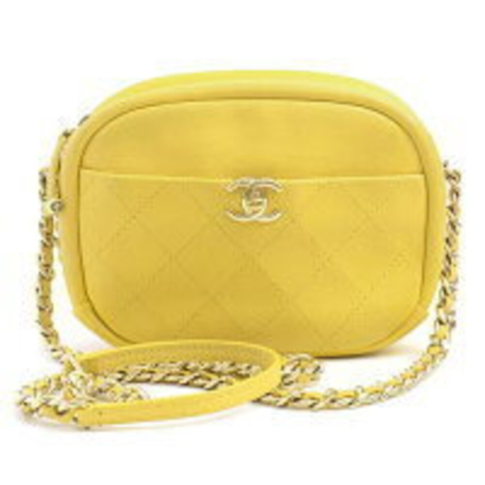Chanel Matelasse Camera Bag Chain Shoulder Strap Yellow